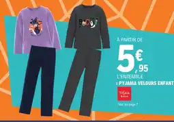 E.Leclerc Tissaia Basics PYJAMA VELOURS ENFANT offre