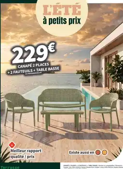 Conforama Canape 2 places + 2 fauteuils + table basse offre