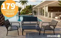 Conforama Canape 2 places + 2 fauteuils + table basse offre