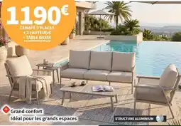Conforama Canape à places +2 fauteuils + table basse offre