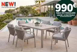 Conforama Table rectangulaire 180cm + 6 fauteuils offre