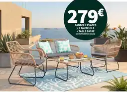 Conforama Canape 2 places + 2 fauteuils + table basse offre