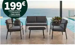 Conforama Canape 2 places + 2 fauteuils + table basse offre