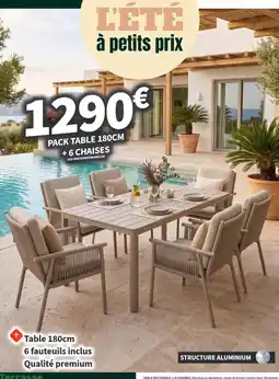 Conforama Table 180cm 6 taqueus inclus qualité premium offre