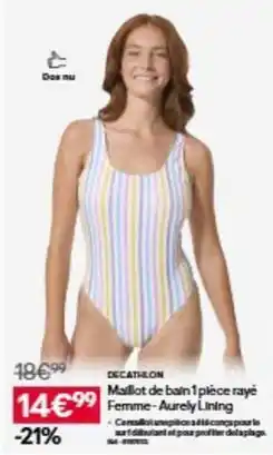 Decathlon Decathlon - mallot de bain 1 piece raye femme-auery offre