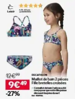 Decathlon Decathlon - mallot de ban 2 pièces fille bretelles croisées offre