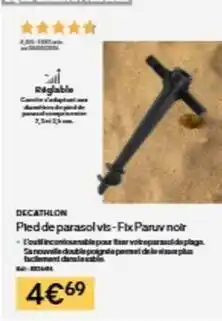 Decathlon Decathlon - pled de parasolvis-fix panur noir offre