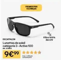 Decathlon Decathlon - lunettes de soleil categorie 3-active 100 offre