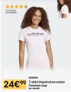 Decathlon Adidas - t-shirt imprimé en coton femme rose offre