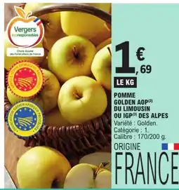 E.Leclerc Vergers écoresponsables POMME GOLDEN AOP DU LIMOUSIN OU IGP DES ALPES offre