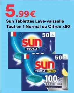 Hmarket Sun - tablettes lave-vaisselle tout en 1 normal ou citron x50 offre