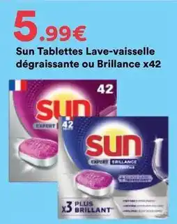 Hmarket Sun - tablettes lave-vaisselle dégraissante ou brillance x42 offre