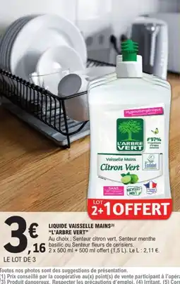 E.Leclerc L'ARBRE VERT LIQUIDE VAISSELLE MAINS offre