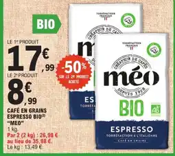 E.Leclerc méo Café en grains Espresso Bio offre