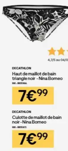Decathlon Nina Borneo Haut de maillot de bain triangle noir offre