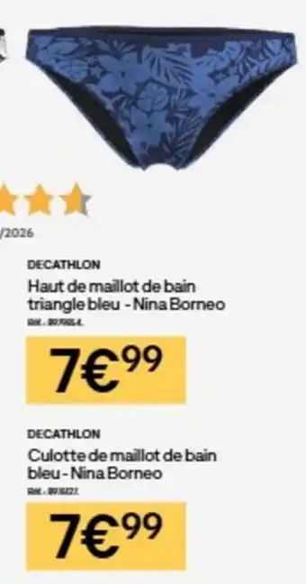 Nina Borneo Haut de maillot de bain triangle bleu