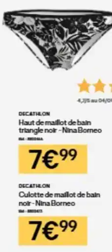Decathlon Nina Borneo Haut de maillot de bain triangle noir offre