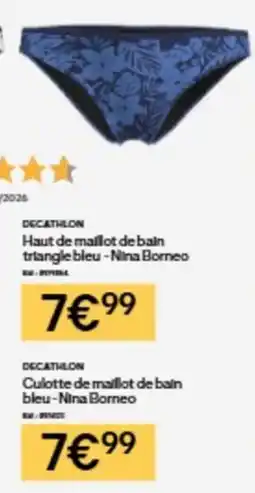 Decathlon Nina Borneo Haut de maillot de bain triangle bleu offre