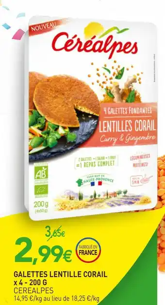 naturéO Cerealpes galettes lentille corail offre
