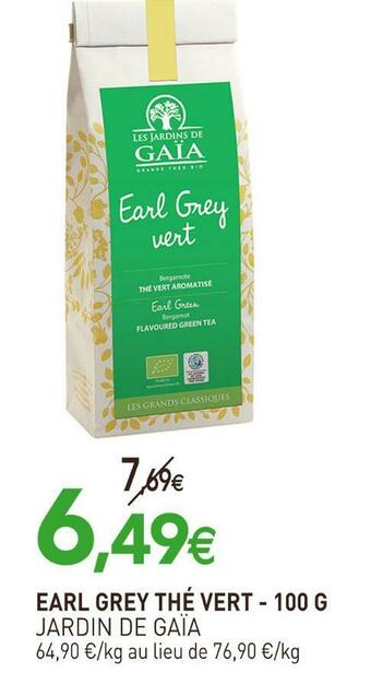 naturéO Jardin de gaïa earl grey thé vert offre