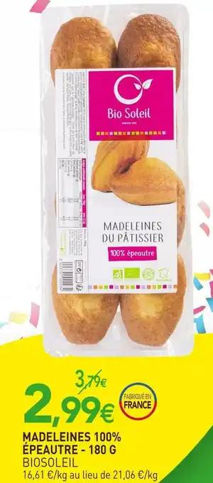 naturéO Biosoleil madeleines 100% épeautre offre