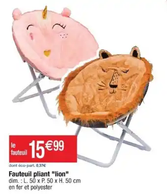 Cora x Carrefour Fauteuil pliant "lion" offre