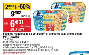 Cora x Carrefour Filets de maquereaux au vin blanc et aromates sans arome ajouté petit naviré offre