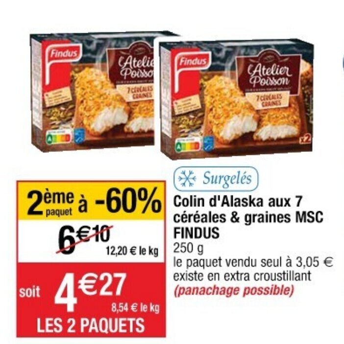 Promo Colin d'alaska aux 7 céréales & graines MSC FINDUS chez Cora