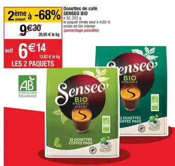 Cora x Carrefour Dosettes de café SENSEO BIO offre