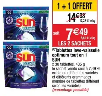 Cora x Carrefour Tablettes lave-vaisselle optimum tout en 1 SUN offre