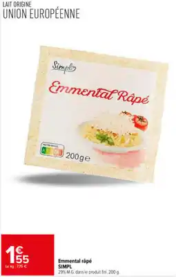 Carrefour Market SIMPL Emmental râpé offre