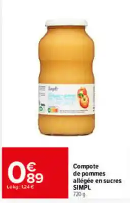 Carrefour SIMPL Compote de pommes allégée en sucres offre