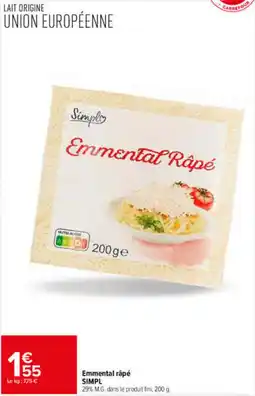 Carrefour Simpli Emmental râpé offre