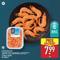 ALDI GOLDEN SEAFOOD CREVETTES ENTIÈRES CUITES offre