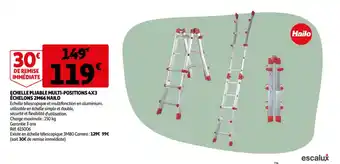 Auchan Echelle pliable multi-positions 4x3 échelons 2M66 hailo offre