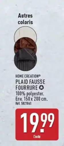 ALDI HOME CREATION PLAID FAUSSE FOURRURE offre