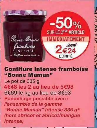 Monoprix Confiture Intense Framboise offre