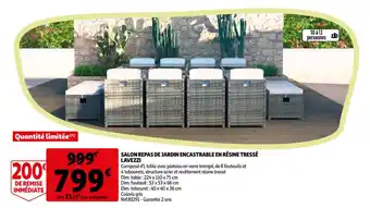 Auchan Salon repas de jardin encastrable en résine tressé lavezzi offre