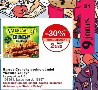 Monoprix Barres Crunchy Avoine Et Miel offre