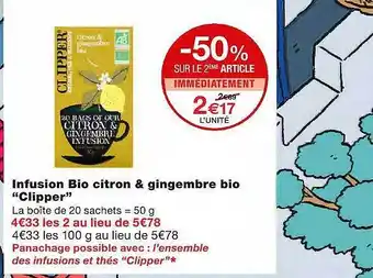 Monoprix Infusion Bio Citron & Gingembre Bio offre