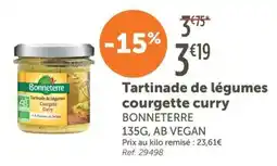 L'Eau Vive BONNETERRE Tartinade de légumes courgette curry offre