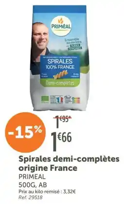 L'Eau Vive PRIMEAL Spirales demi-complètes offre