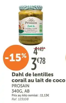L'Eau Vive PROSAIN Dahl de lentilles corail offre