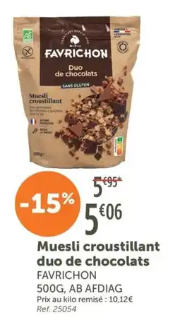 L'Eau Vive FAVRICHON Muesli croustillant duo de chocolats offre