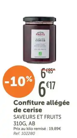 L'Eau Vive SAVEURS ET FRUITS Confiture allégée de cerise offre