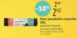 L'Eau Vive MAISON PINSON Sacs poubelle recyclés 30L offre