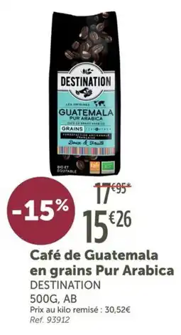 L'Eau Vive DESTINATION Café de Guatemala en grains Pur Arabica offre
