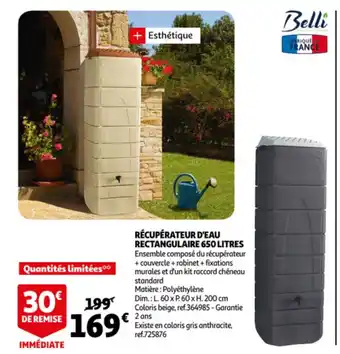 Auchan Récupérateur d'eau Rectangulaire 650 Litres offre