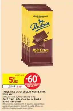 Intermarché Poulain Tablettes de chocolat noir extra offre