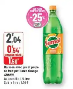 G20 Sumol Boisson avec jus et pulpe de fruit pétillante Orange offre